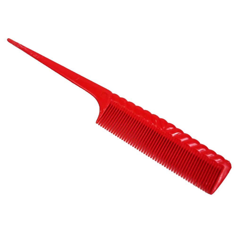 Vintage Hair Comb Unbreakable Rat Tail Teasing Plastic Retro 1980s USA Red 8"